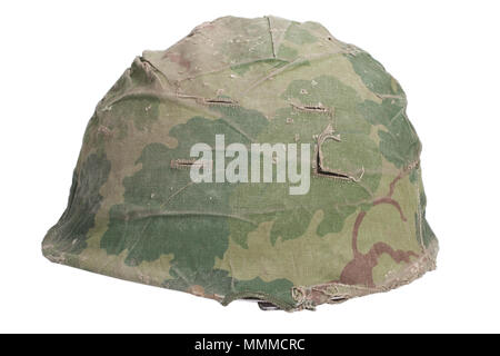 US Army M1 helmet with mitchell pattern camouflage cover Vietnam war period Stock Photo