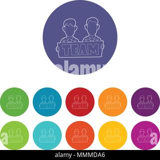 Businessmen holding sign board with Team word icon Stock Vector