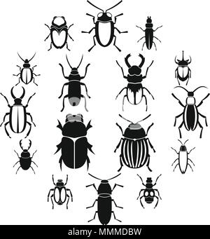 Bugs icons set, simple style Stock Vector