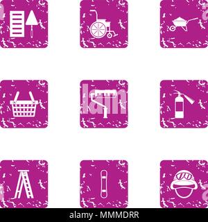Refit icons set, grunge style Stock Vector