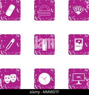 Fancy icons set, grunge style Stock Vector