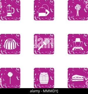 Honeyed icons set, grunge style Stock Vector