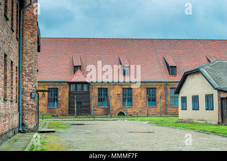 Auschwitz, Poland - August 12, 2017: the buildings of Auschwitz concentration camp Stock Photo