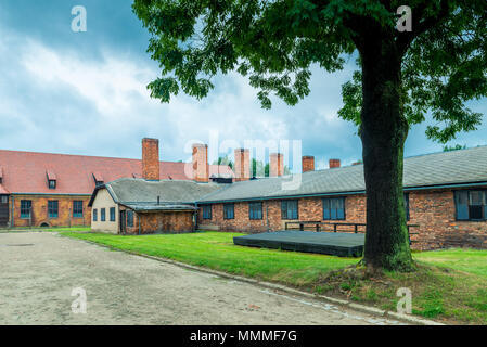 Auschwitz, Poland - August 12, 2017: the buildings of Auschwitz concentration camp Stock Photo