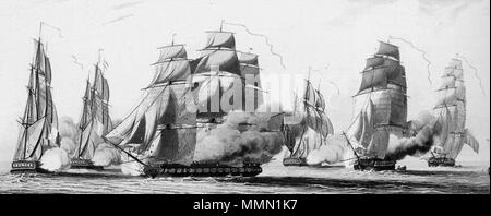 . English: Action of 20 May 1811  . Early 19th century. Unknown/unspecified (irrelevant to licencing) 75 Battle of tamatave Stock Photo