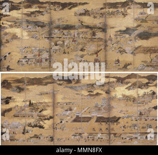 Rakuchu Rakugai-zu' (Scenes in and around Kyoto), pair of six-fold