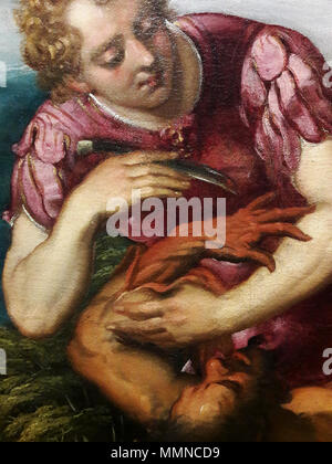 Apollo flaying Marsyas (detail).. 1580s. Zelotti Apollo flaying Marsyas (detail) 02 Stock Photo