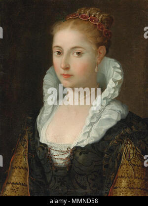 .  English: Portrait of a Lady, c. 1600  . circa 1600. Emilian School Portrait of a Lady c. 1600 Stock Photo