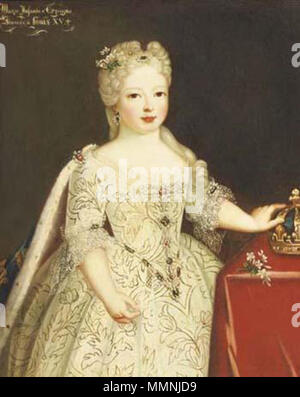 The Infanta Maria Anna Victoria of Spain while living in France as 'wife to be' of Louis XV. 1721. Maria Anna Victoria of Spain by Gobert future Queen of Portugal Stock Photo