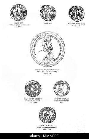 . Coins of Radu I (Prince of Wallachia c. 1377 – c. 1383), Constantin Brâncoveanu (Prince of Wallachia 1688-1714), Ioan Iacob Heraclid (Despot of Moldavia 1561-63), Ştefan Răzvan (Voivode of Moldavia April to August 1595) and Mihnea III Radu (Prince of Wallachia 1658-1659).  . XIV - XVIth century. This file is lacking author information. 2 063 - Efigii Monetare Stock Photo