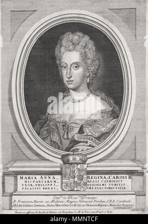 .  English: Maria Anna of Neuburg, Queen of Spain, second wife of King Carlos II of Spain  . 17th century. 6 Maria Anna Pfalz Neuburg Spain Stock Photo