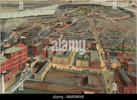 . English: Detail of bird's eye view of Boston, showing Columbus Ave., Camden St., and vicinity. [Compliments of] Beach & Clarridge Co. of Boston. Boston, Geo. H. Walker & Co., c1902. 12 1902 Boston BeachClarridgeCo byGeorgeWalker Stock Photo