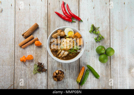 curry noodle flat lay Stock Photo