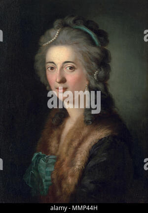 .  English: Portrait of a Lady Deutsch: Bildnis einer eleganten Dame mit Pelzkragen.  . 1778. Christian Ludwig Seehas Bildnis einer eleganten Dame Stock Photo