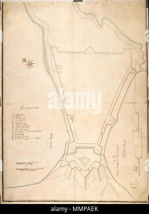 .  Nederlands: Titel catalogus Leupe (NA): Plan van Trincoenemale. Notities verso: [Blauw etiket ODG] nr.: 82 Trinconomale. English: According to the Leupe catalogue (NA), the original title reads: Plan van Trincoenemale. Notes on reverse: [Blue label ODG] nr.: 82 Trinconomale.  Nederlands: Plattegrond van Trinconomale English: Map of Trinconomale . between 1700 and 1800. Nederlands: Anoniem / Anonymous English: Anoniem / Anonymous AMH-4500-NA Map of Trinconomale Stock Photo