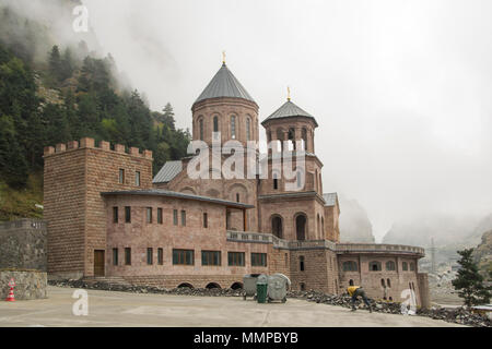 view of the Holy Archangel Monastery complex on georgia russia border. it is one of the largest churches in Georgia. photo taken on 24.09.2017, daryal Stock Photo