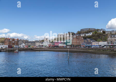 Waterfront and harbour at Oban, a town and port in Argyll and Bute, western Scotland and gateway to the Hebrides Stock Photo