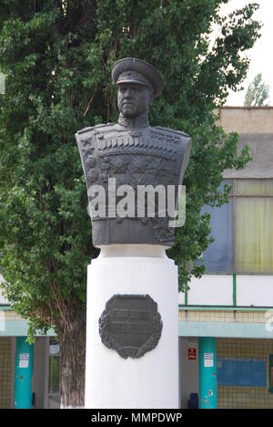 A statue dedicated to the Soviet commander, Marshal Zhukov in Kalach-on-Don, Russia Stock Photo