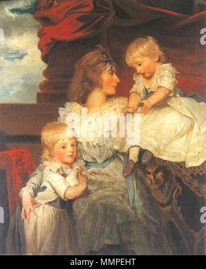 .  English: Henrietta (generally called Harriet), Viscountess Duncannon (later Countess of Bessborough) and her two sons, Frederick and John Ponsonby (later the 4th Earl of Bessborough).  English: Portrait of Harriet, Viscountess Duncannon with Her Sons. 1787. John Hoppner, Portrait of Harriet, Viscountess Duncannon with Her Sons (1787) Stock Photo