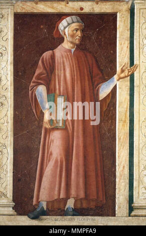 English: Famous Persons: Dante Allighieri . circa 1450. Andrea del Castagno - Famous Persons - Dante Allighieri - WGA00345 Stock Photo