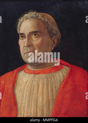 Cardinal Ludovico Scarampi Mezzarota called Ludovico Trevisano. 1459. Andrea Mantegna - Cardinal Lodovico Trevisano - Google Art Project Stock Photo