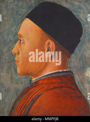 Portrait of a Man. circa 1470. Andrea Mantegna Portrait of a Man Stock Photo