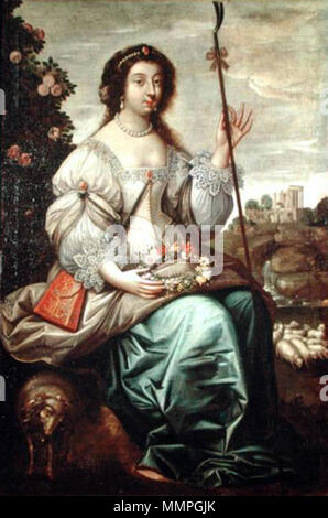 . Portrait of Julie d'Angennes, duchesse de Montausier (1607-1671)  Français : La duchesse de Montausier, dans le costume de L'Astrée d'Honoré d'Urfé . 1630s. JulieAngennes Stock Photo