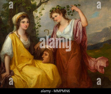 Portrait of Domenica Morghen as Tragedy and Maddalena Volpato as Comedy (Tragedy and Comedy).. 1791. Kauffmann Tragedy and Comedy Stock Photo