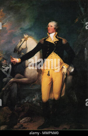 .  English: 'George Washington Before the Battle of Trenton' . Courtesy of the Yale University Art Gallery. General George Washington at Trenton on the night of January 2, 1777, after the Battle of the Assunpink Creek, also known as the Second Battle of Trenton, and before the Battle of Princeton.   . circa 1792. George Washington Before the Battle of Trenton John Trumbull Stock Photo