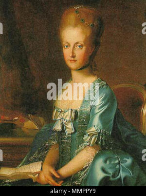 .  English: Archduchess Maria Carolina of Austria (1752-1814) Deutsch: Porträt Maria Karolinas von Österreich  Q27981368. circa 1768. Maria Karolina von Oesterreich Weikert 1768 Stock Photo