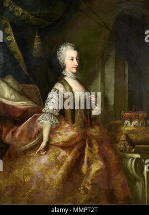 .  English: The sitter is not Archduchess Maria Amalia of Austria (1746-1804). It has been suggested that it could be one of the daughters of Emperor Joseph I, either Maria Josepha of Austria (1699-1757) or Maria Amalia of Austria (1701-1756).  Portrait of an Archduchess of Austria. before 1753 (death of artist). Auerbach, Johann Gottfried - Portrait of an Archduchess of Austria Stock Photo