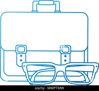 portfolio briefcase with glasses Stock Vector