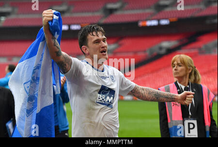 Tranmere Rovers' Andy Cook celebrates after the game during the Vanrama National League Play-off Final at Wembley Stadium, London. Stock Photo