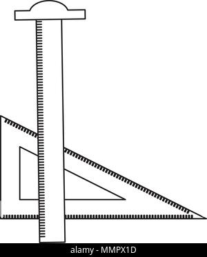 ruler tsquare and triangle drafting art supplies vector illustration thin line Stock Vector
