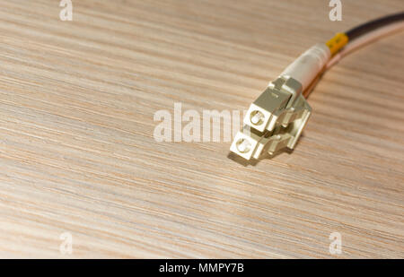 Fiber optic cable connector required for internet connection, Stock Photo
