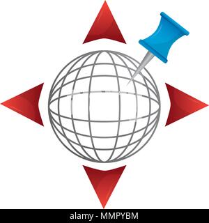 gps navigation global world directions arrows pin vector illustration Stock Vector