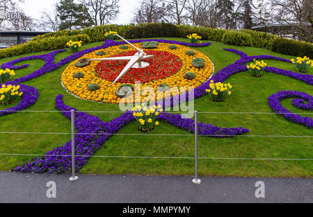 Flower clock in Geneva Stock Photo