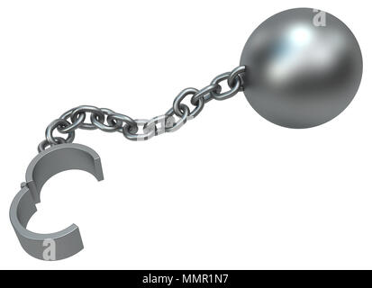 3d Rendering Of A Lying Iron Ball Attached To A Shackle With A Strong Chain  Stock Photo - Download Image Now - iStock