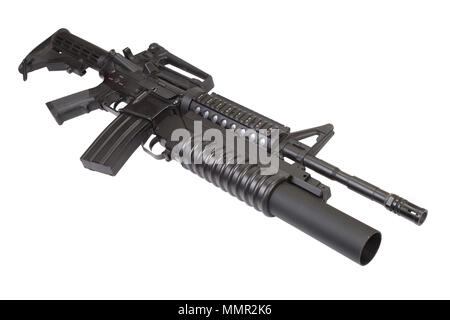 An M4A1 SOPMOD carbine equipped with an M203 grenade launcher Stock Photo
