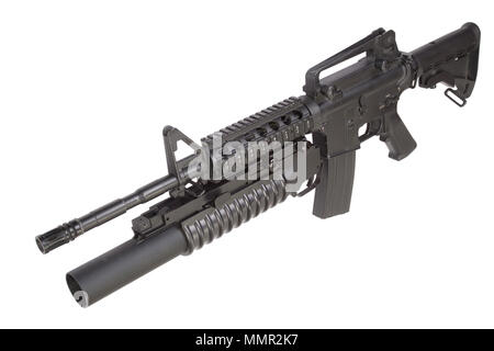 army carbine equipped with an M203 grenade launcher Stock Photo
