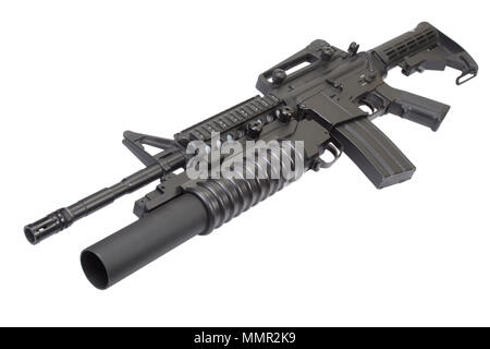 An M4A1 carbine equipped with an M203 grenade launcher Stock Photo