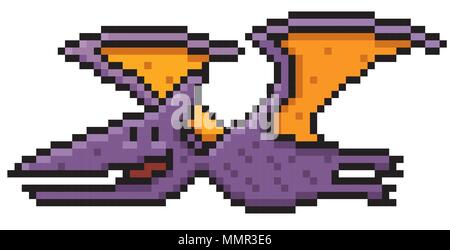 Vector illustration of Cartoon Dinosaur - Pixel design Stock Vector
