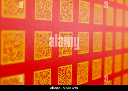 Close of up QR codes in row and column Stock Photo