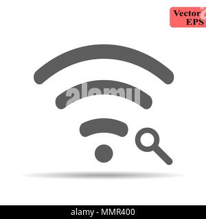 Search wifi signal icon vector isolated on white background. Lupe symbol for your design, logo, application, UI. Stock Vector