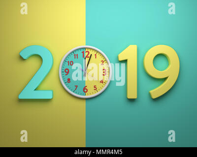 New Year 2019 - 3D Rendered Image Stock Photo