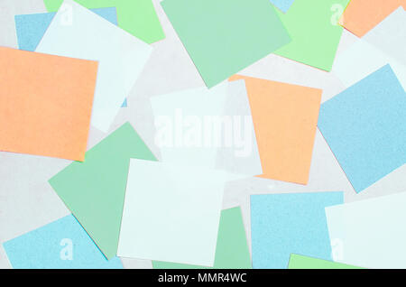 lot of various colored note papers on white background Stock Photo