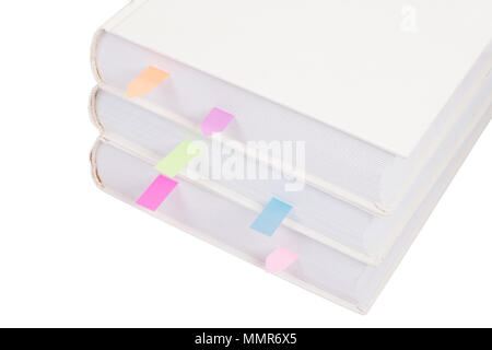 book with white cover and book bookmark on white background Stock Photo