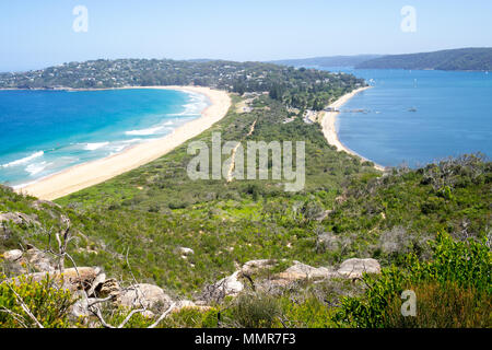 View of Palm beach from the lighthouse in Barrenjoey, Sydney, Australia. Stock Photo