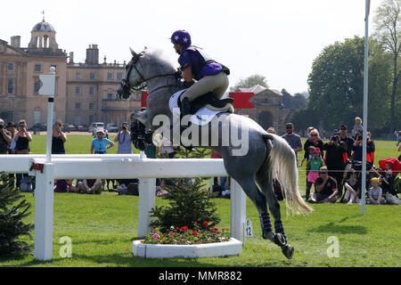 Badminton; Gloucestershire; United Kingdom. 5th May 2018. Ashley Edmond (GB) riding Triple Chance Cross Country at Badminton Horse Trials 2018 Stock Photo