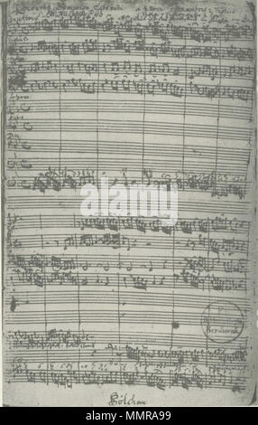 . English: Title page of the manuscript of the cantata 'Jesus nahm zu sich die Zwölfe', BWV 22, by Johann Sebastian Bach. Copy by Johann Andreas Kuhnau, Bach's copyist in Lepizig. Original preserved in Staatsbibliothek zu Berlin, Preussischer Kulturbesitz, Mus. ms. Bach P 46.  . first half of the 18th century. Johann Andreas Kuhnau (J. S. Bach's Leipzig copyist) Bach BWV 22 manuscript Kuhnau Stock Photo